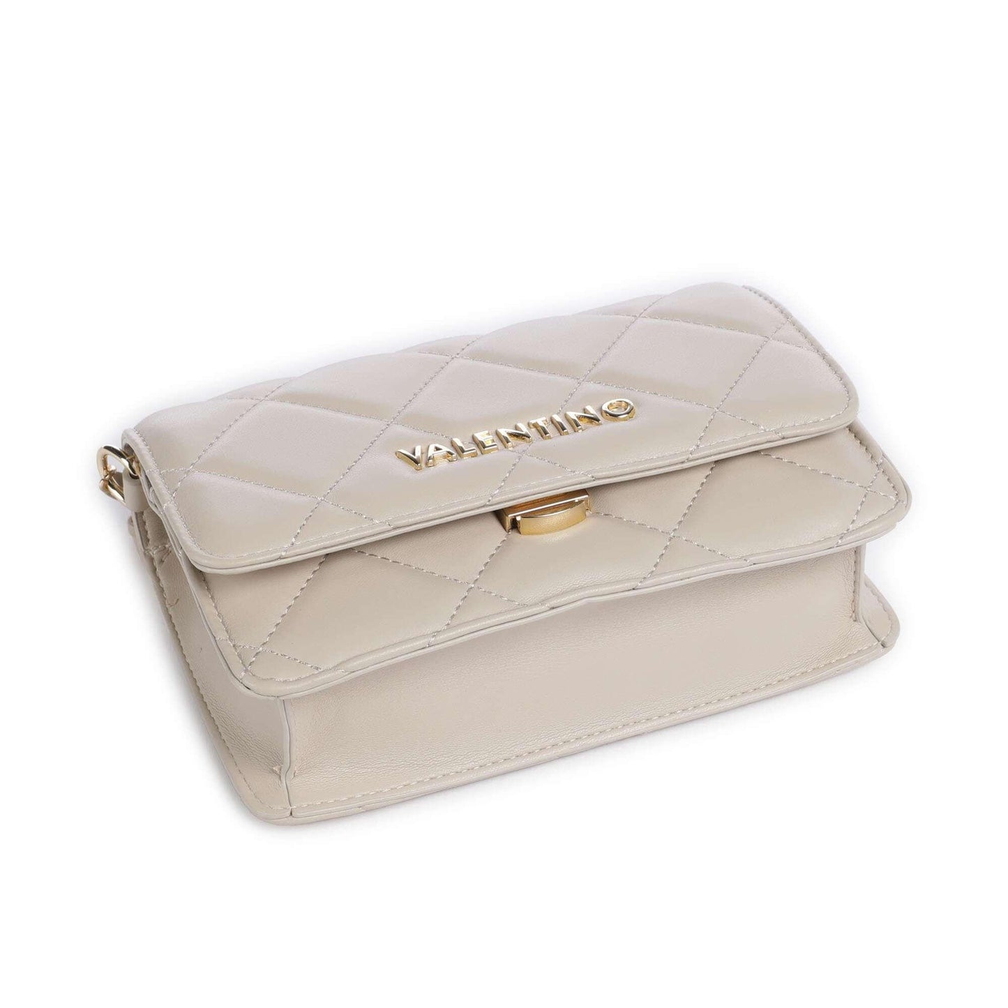 Valentino Bags Ocarina Crossbody Bag in Light Beige with Quilted Finish