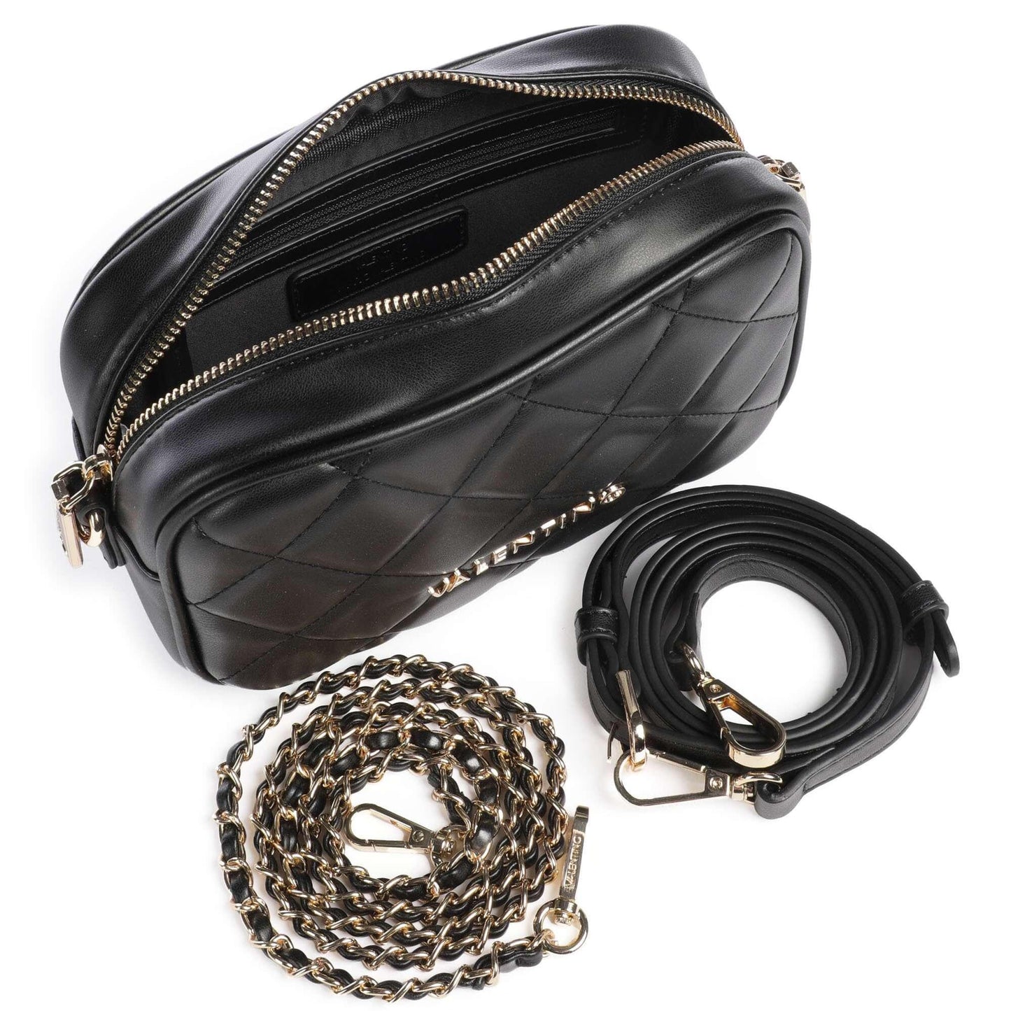 Valentino Bags Ocarina Crossbody Bag in Black with Two-way Zipper Closure