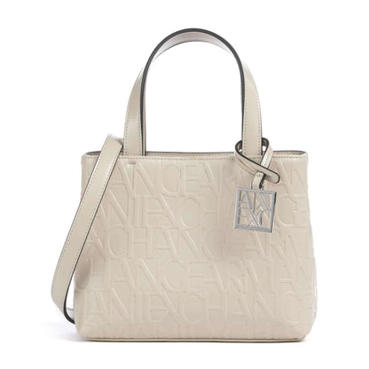 Armani Exchange Liz S Handbag in Beige with Embossed Logo