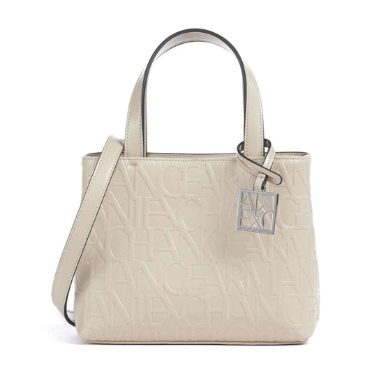 Armani Exchange Liz S Handbag in Beige with Embossed Logo