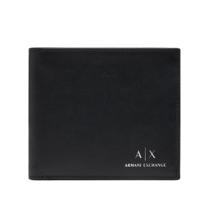 Armani Exchange Black Leather Wallet with Signature Logo Print
