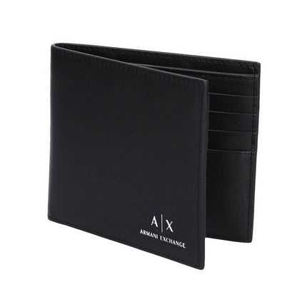 Armani Exchange Black Leather Wallet with Signature Logo Print