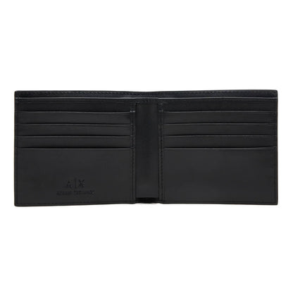 Armani Exchange Black Leather Wallet with Signature Logo Print