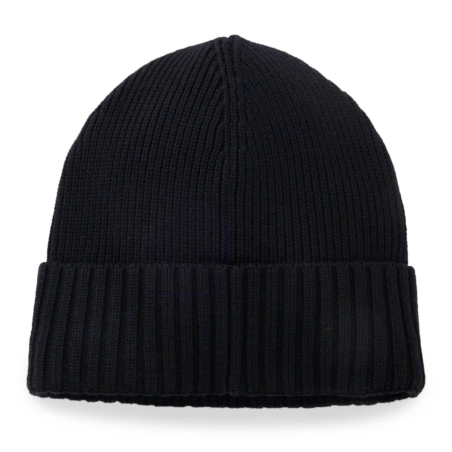 BOSS Black Ribbed Beanie with Logo Tag