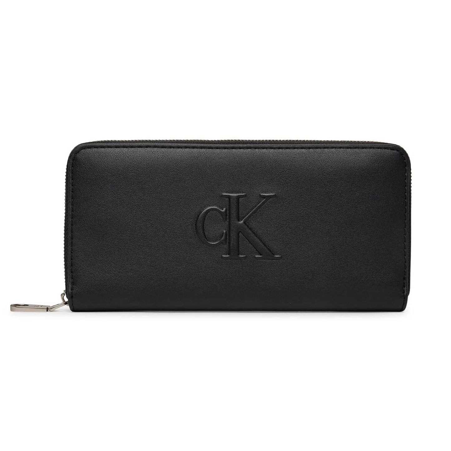 Calvin Klein Black Zip-Around Wallet with Embossed Logo