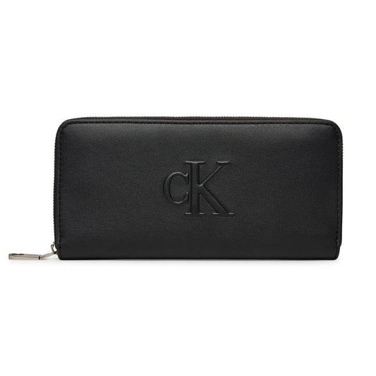 Calvin Klein Black Zip-Around Wallet with Embossed Logo