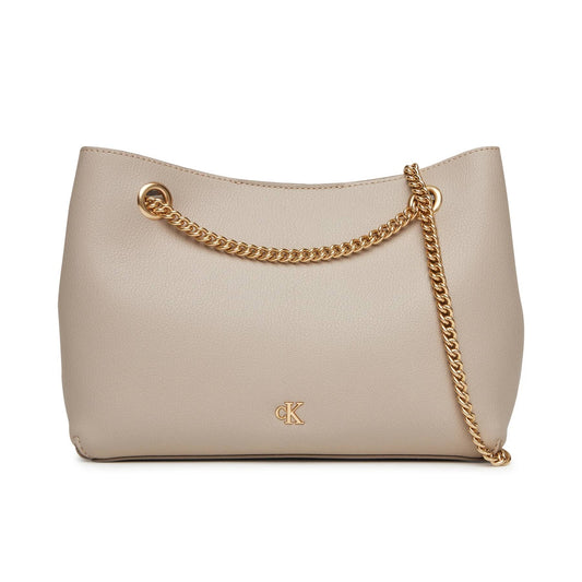 Calvin Klein Beige Elegant Bag with Gold Chain Detail