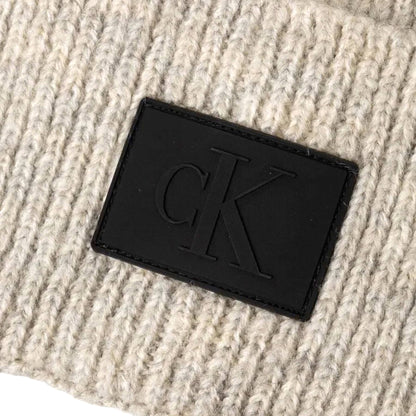 Calvin Klein Beige Logo Fold-Over Beanie