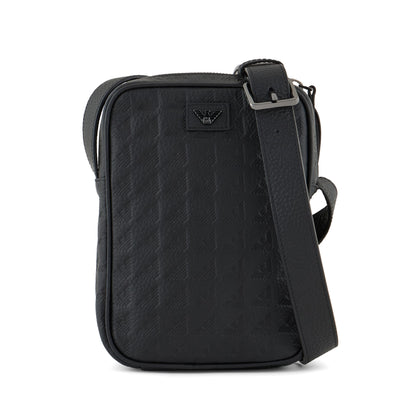 Emporio Armani New Minorca Crossbody Bag in Embossed Calfskin with Logo Pattern