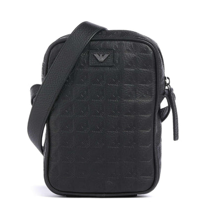 Emporio Armani New Minorca Crossbody Bag in Embossed Calfskin with Logo Pattern