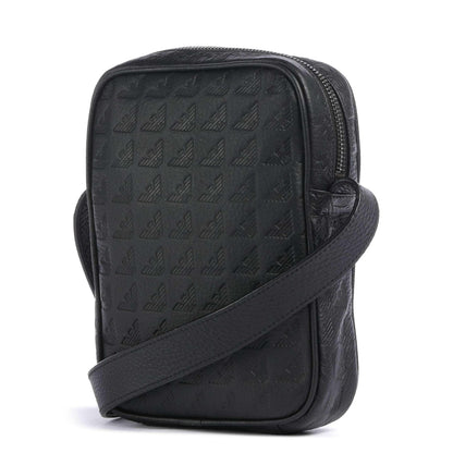 Emporio Armani New Minorca Crossbody Bag in Embossed Calfskin with Logo Pattern