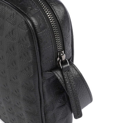 Emporio Armani New Minorca Crossbody Bag in Embossed Calfskin with Logo Pattern