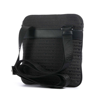Emporio Armani Logo Jacquard Crossbody Bag in Black Canvas