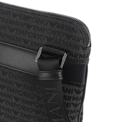 Emporio Armani Logo Jacquard Crossbody Bag in Black Canvas