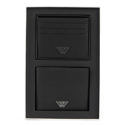 Emporio Armani Business Regenerated Wallet & Cardholder Gift Set in Black