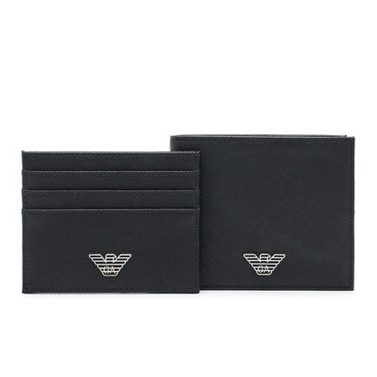 Emporio Armani Business Regenerated Wallet & Cardholder Gift Set in Black