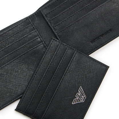 Emporio Armani Business Regenerated Wallet & Cardholder Gift Set in Black