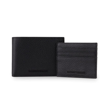 Emporio Armani Black Grained Leather Wallet & Cardholder Gift Set