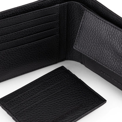 Emporio Armani Black Grained Leather Wallet & Cardholder Gift Set