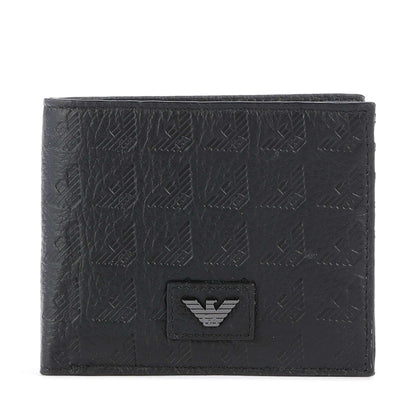 Emporio Armani New Minorca Wallet in Embossed Black Calfskin