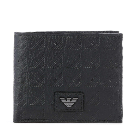 Emporio Armani New Minorca Wallet in Embossed Black Calfskin