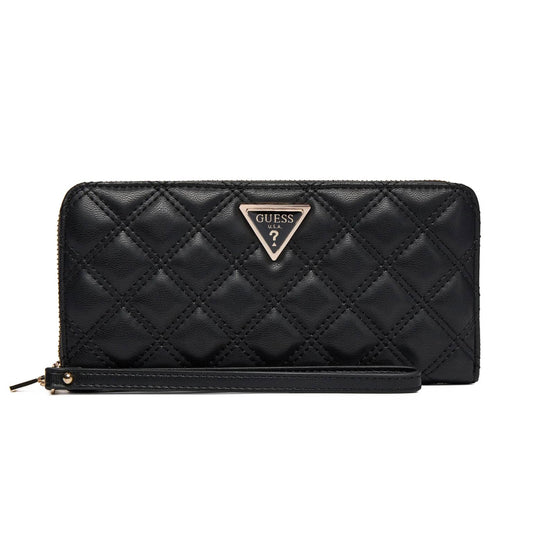 Guess Quilted Black Zip-Around Wallet
