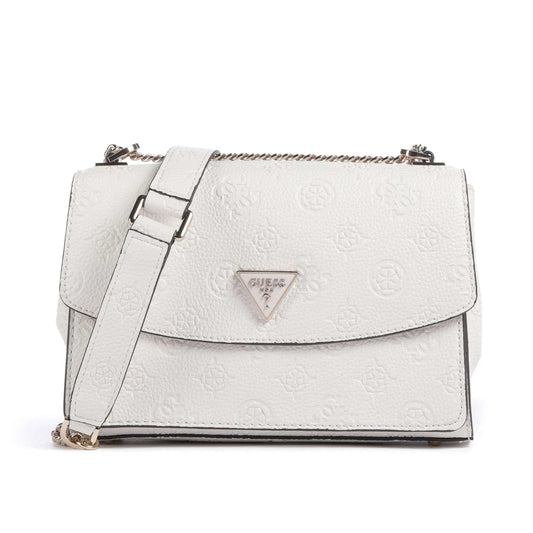 Guess Cresidia Shoulder Bag in White Embossed with Adjustable Strap
