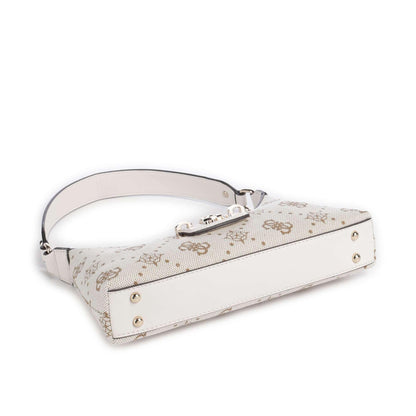 Guess Neda 4G Peony Logo Shoulder Bag in Cream Canvas