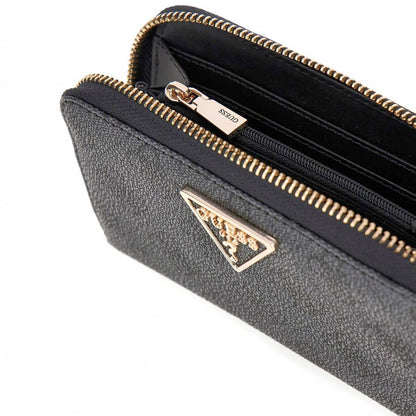 Guess Black Logo-Embossed Wallet with Iconic Triangle Emblem