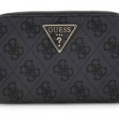 Guess Black Logo-Embossed Wallet with Iconic Triangle Emblem