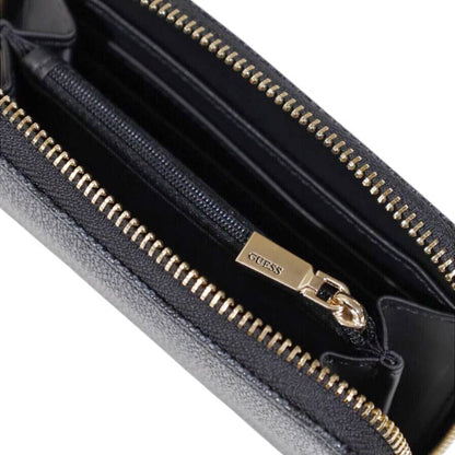 Guess Black Logo-Embossed Wallet with Iconic Triangle Emblem