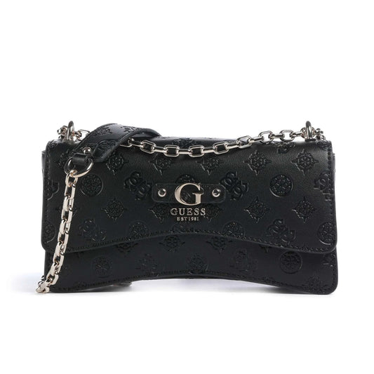 Guess Gerty Peony Shoulder Bag in Black with Logo Detail