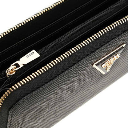 Guess Black Wristlet Wallet with Gold Logo