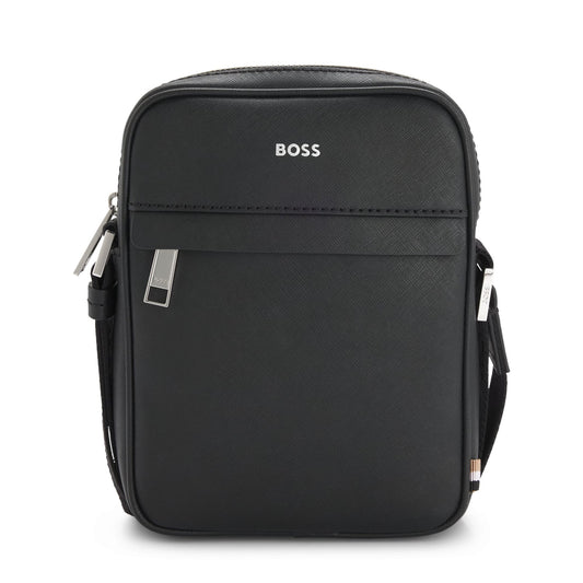 BOSS Zair Crossbody Bag in Black with Signature Strap