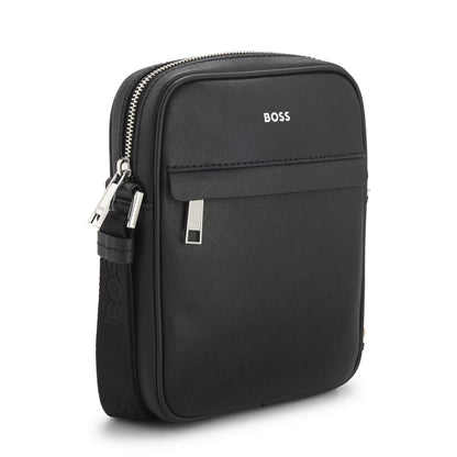 BOSS Zair Crossbody Bag in Black with Signature Strap