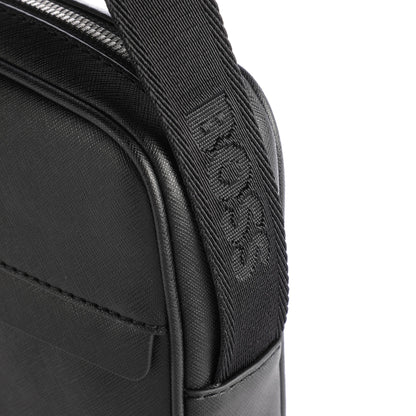BOSS Zair Crossbody Bag in Black with Signature Strap
