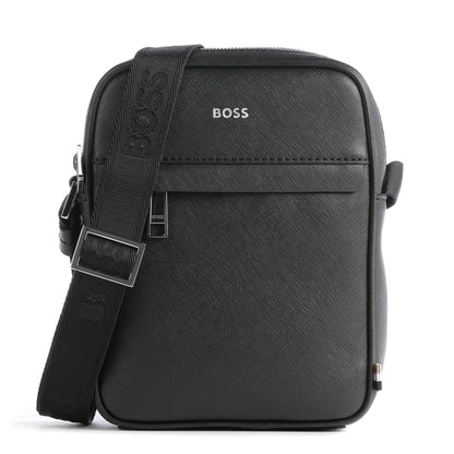 BOSS Zair Crossbody Bag in Black with Signature Strap