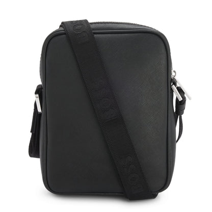 BOSS Zair Crossbody Bag in Black with Signature Strap