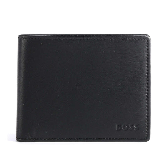 BOSS Asolo Wallet in Black Sheepskin Leather with Coin Pocket