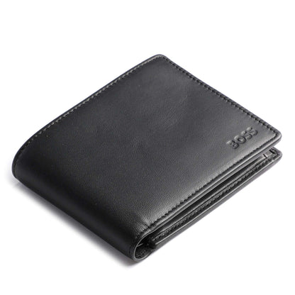 BOSS Asolo Wallet in Black Sheepskin Leather with Coin Pocket
