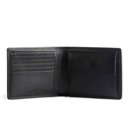 BOSS Asolo Wallet in Black Sheepskin Leather with Coin Pocket