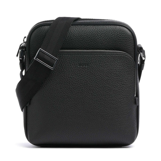 BOSS Crosstown Crossbody Bag in Soft Italian Leather with Natural Grain