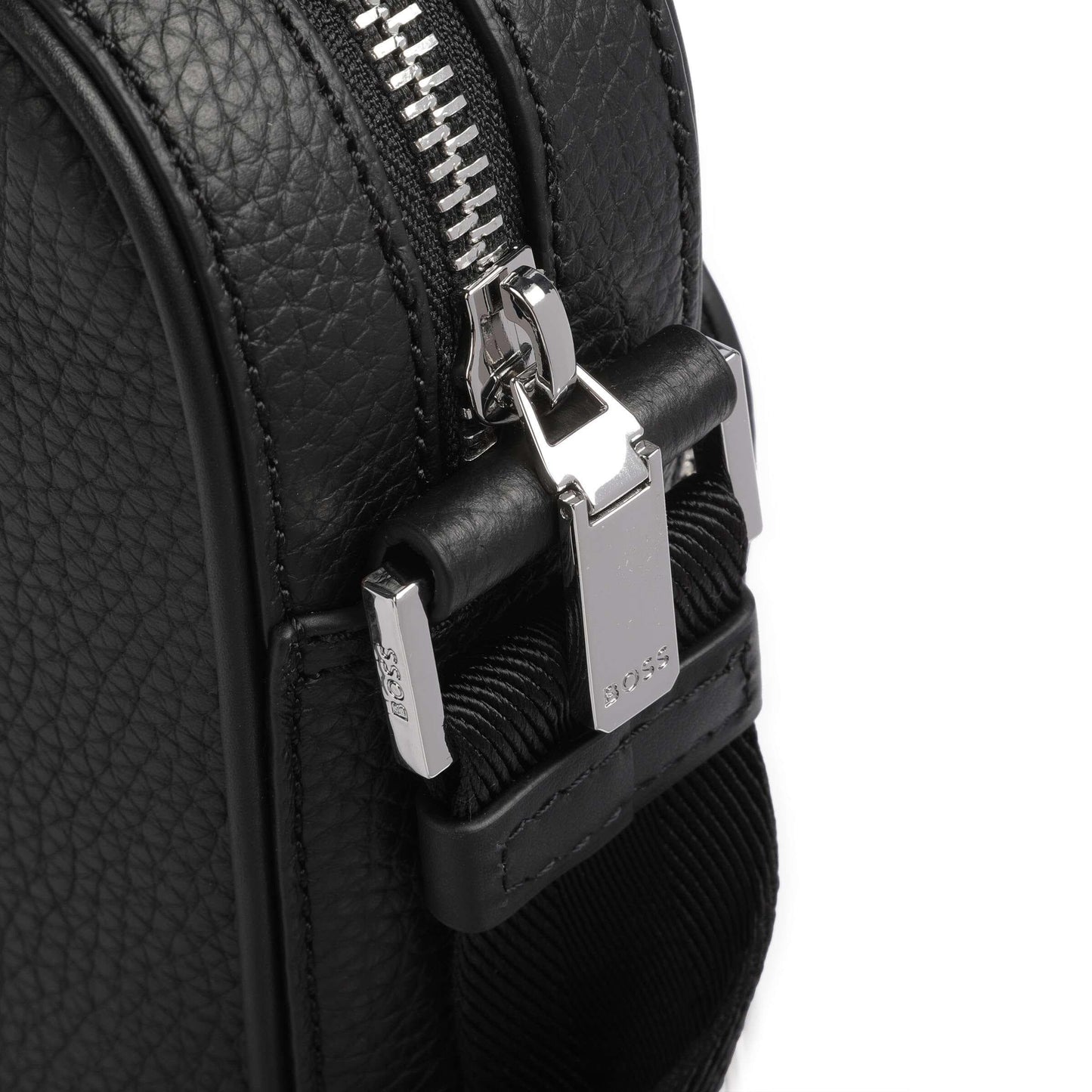 BOSS Crosstown Crossbody Bag in Soft Italian Leather with Natural Grain
