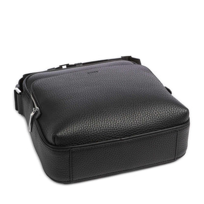 BOSS Crosstown Crossbody Bag in Soft Italian Leather with Natural Grain