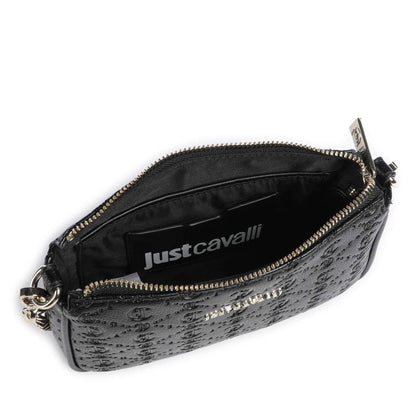 Just Cavalli All Over Gothic Shoulder Bag in Black with Logo Embossed
