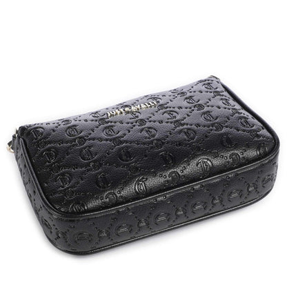 Just Cavalli All Over Gothic Shoulder Bag in Black with Logo Embossed