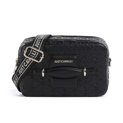 Just Cavalli All Over Gothic Crossbody Bag in Black with Embossed Detailing