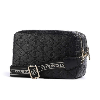Just Cavalli All Over Gothic Crossbody Bag in Black with Embossed Detailing