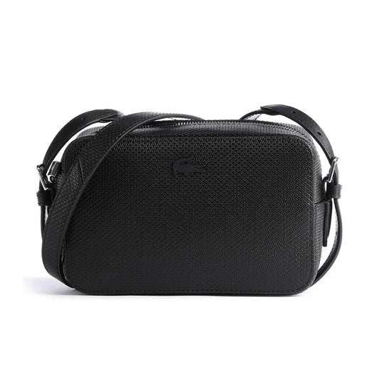 Lacoste Chantaco Crossbody Bag in Black Cow Leather with Black Logo