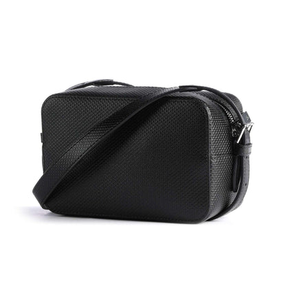 Lacoste Chantaco Crossbody Bag in Black Cow Leather with Black Logo